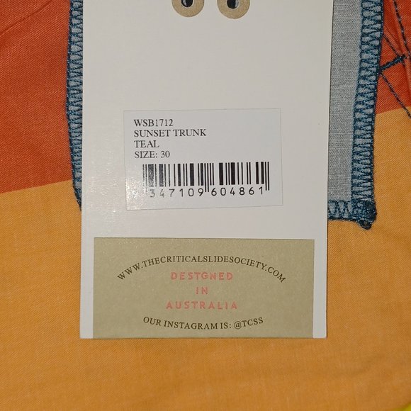 Critical Slide Society Men's Beach Shorts- Sunset Trunk - Teal - Picture 3 of 4